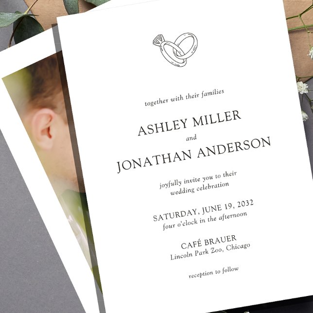 Invitation Élégant Moderne Éléments simples Photo Mariage (Créateur téléchargé)