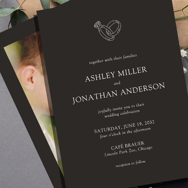 Invitation Élégant Moderne Éléments simples Photo Mariage (Créateur téléchargé)