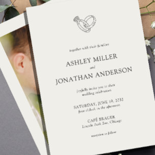 Invitation Élégant Moderne Éléments simples Photo Mariage