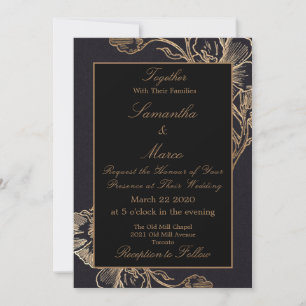 Invitation Elegant moderne Gold Faux metal Floral Wedding