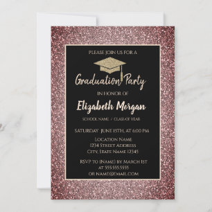 Invitation Elégant moderne Gold Tiara Red Parties scintillant
