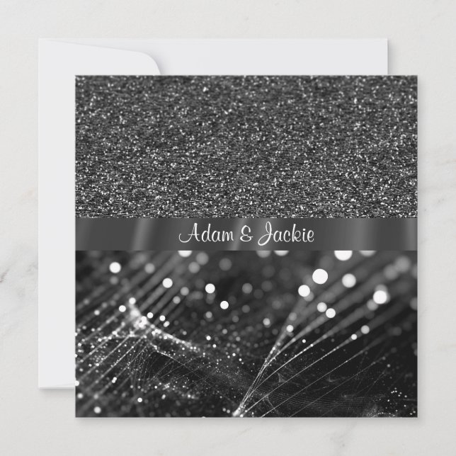 Invitation ÉLÉGANT & MODERNE MARIAGE SPLIT noir et blanc (Devant)