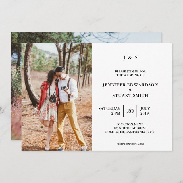 Invitation Élégant Moderne monogrammed propres photos Mariage (Devant / Derrière)