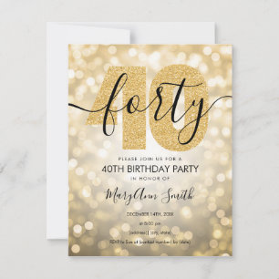 Invitation Elégant Moderne Or 40e Anniversaire Fête Invitatio