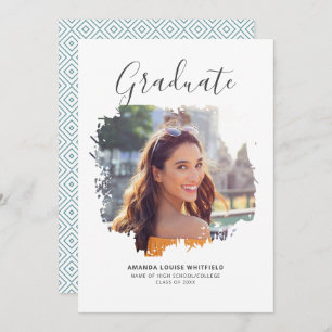 Invitation Elégant moderne Photo Géométrique Partie de gradua