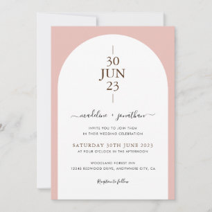 Invitation Elégant moderne porte rose Dusty Mariage photo Inv