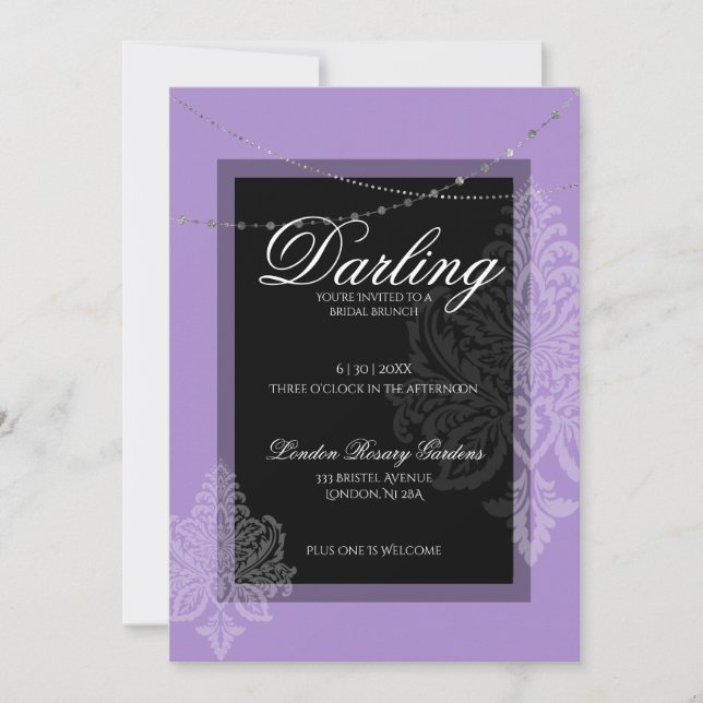 Invitation Élégant moderne purple & black shower de mariage  (Devant)