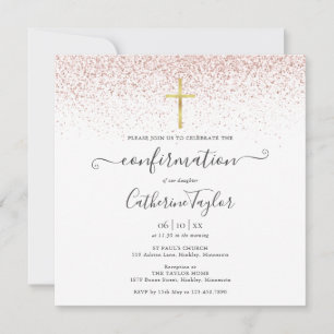 Invitation Elégant moderne Rose Gold Parties scintillant Conf