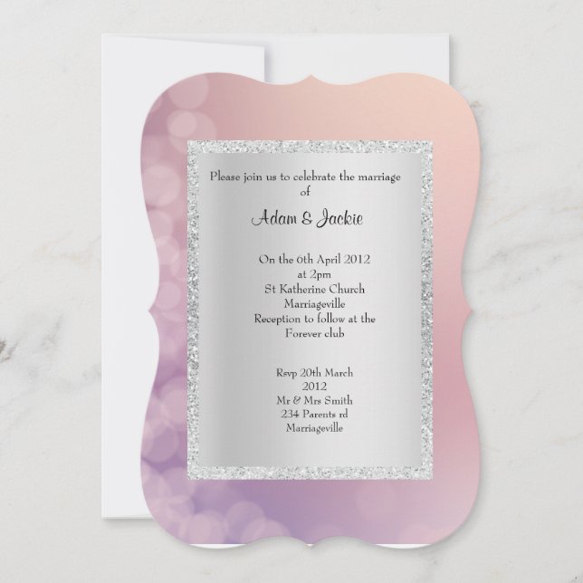 Invitation ELÉGANT & MODERNE Rose violet mariage (Devant)
