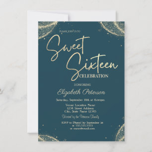 Invitation Élégant Moderne Simple Paillettes Dorées Sweet 16