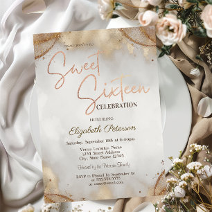 Invitation Élégant Moderne Simple Touche Dorée Sweet 16