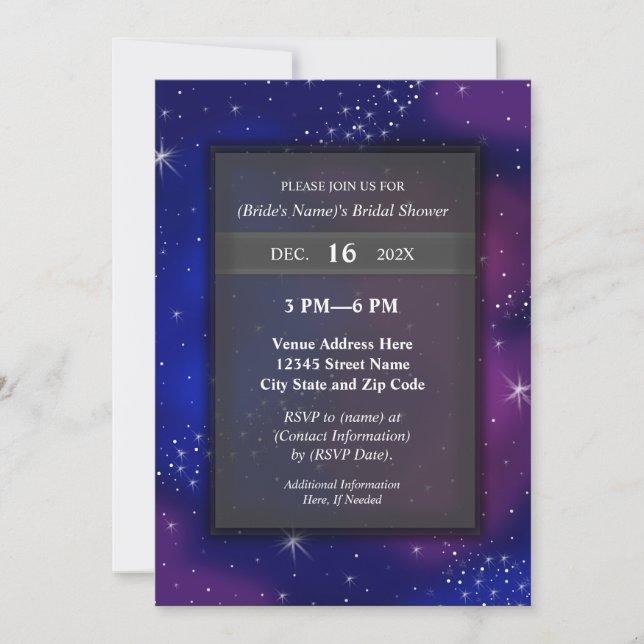Invitation Elégant moderne Star Night Sky Galaxy Fête des mar (Devant)