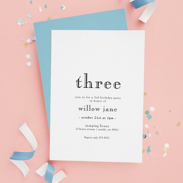 Invitation Elégant moderne trois 3e anniversaire (Créateur téléchargé)