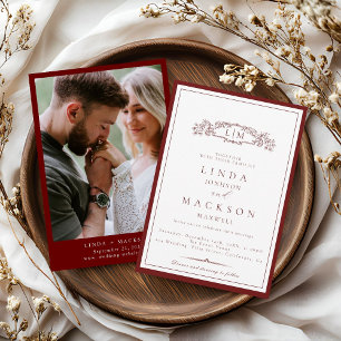 Invitation Élégant Monogram Crest de Bourgogne Mariage Invita