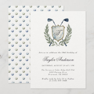 Invitation Elégant Monogram Golf Crest Anniversaire de la fêt