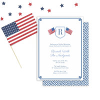 Élégant Monogram USA Drapeau Nouveaux mariés Brunc