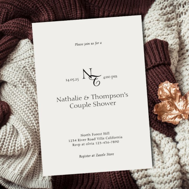 Invitation Élégant Monogramme Couple Douche nuptiale Invitati (Créateur téléchargé)