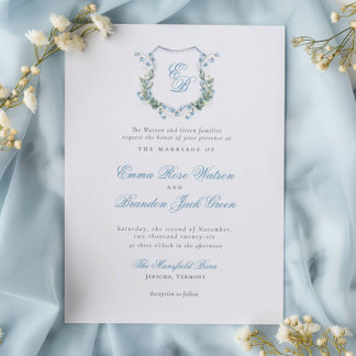 Invitation Élégant Monogramme Crest Mariage officiel