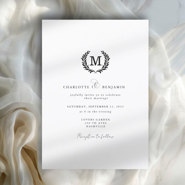 Invitation Élégant monogramme de crête (Elegant Crest Monogram Invitation)