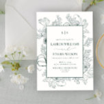 Invitation Élégant Monogramme Emerald Green Floral Line Art<br><div class="desc">Ce "Monogram Elegant Emerald Green Floral Line Art Faire-part de mariage" incarne le raffinement et l'élégance intemporels, capturant l'essence d'une histoire d'amour aussi audacieuse et raffinée que le couple qu'il célèbre. Avec ses lignes épurées, son design minimaliste et son monogramme magnifiquement encadré, cette invitation donne le ton d'une journée de...</div>