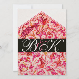 Invitation ÉLÉGANT MONOGRAMME FLORAL ROSE ANTIQUE FLORentin