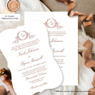 Invitation Élégant Monogramme Forme Mariage en terre cuite fo