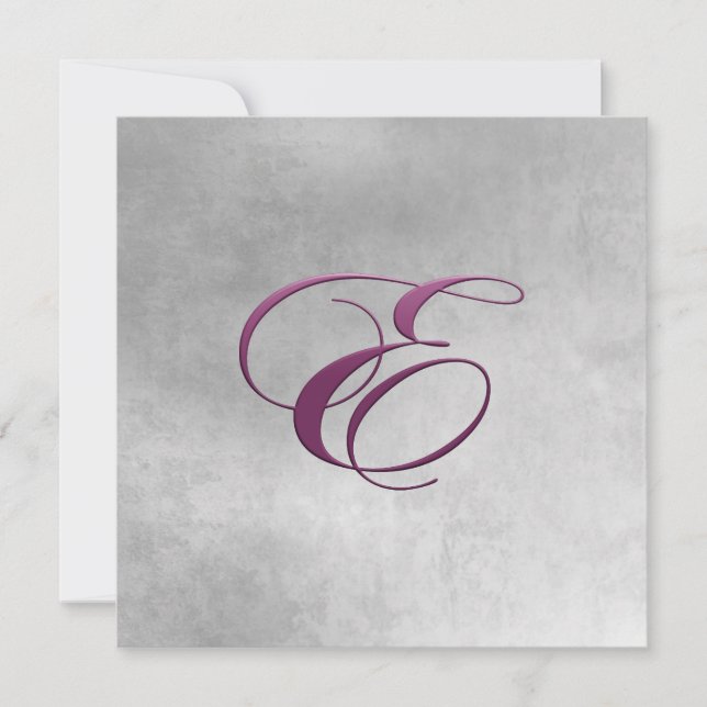 Invitation Élégant Monogramme Invitation-Eggplant Purple E (Devant)