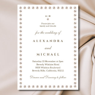 Invitation Élégant Monogramme minimaliste Mariage de perle