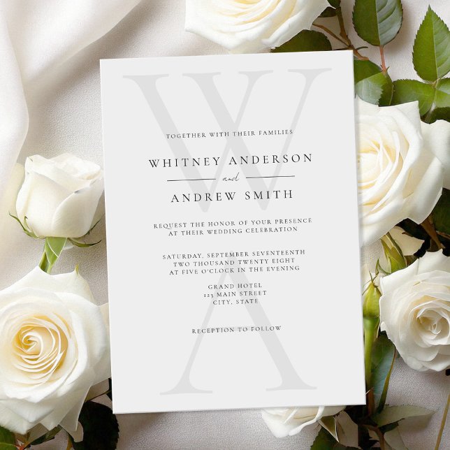 Invitation Élégant Monogramme moderne Mariage noir et blanc (Créateur téléchargé)