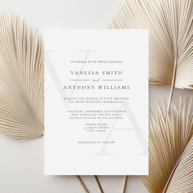 Invitation Élégant Monogramme moderne Mariage noir et blanc (Créateur téléchargé)