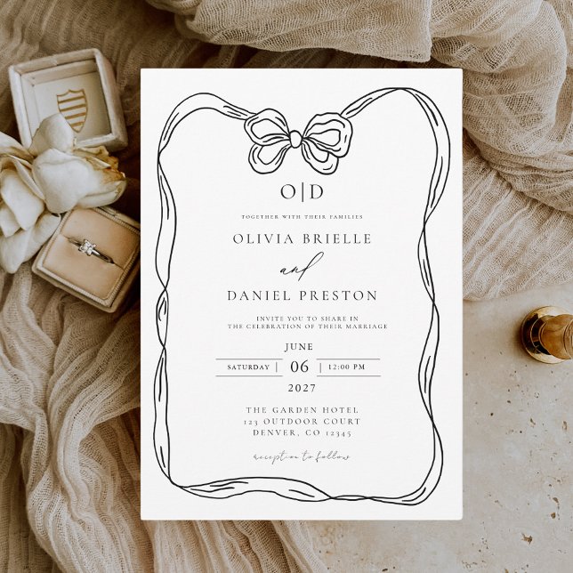 Invitation Élégant monogramme noir et blanc (Créateur téléchargé)