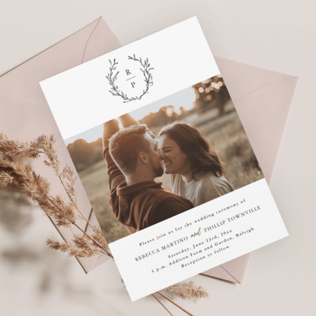 Invitation Élégant Monogramme noir et blanc Mariage officiel (Créateur téléchargé)