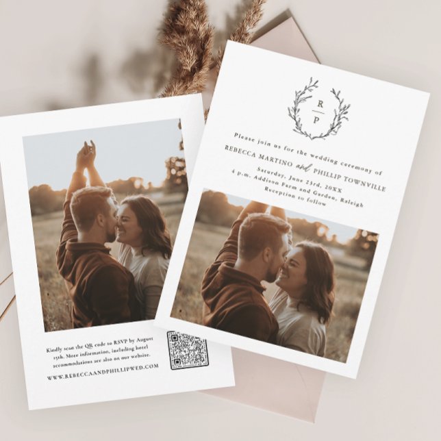 Invitation Élégant Monogramme noir et blanc Mariage officiel (Créateur téléchargé)