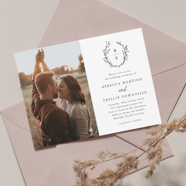 Invitation Élégant Monogramme noir et blanc Mariage officiel (Créateur téléchargé)