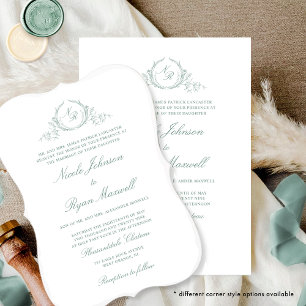 Invitation Élégant Monogramme officiel Pale Green Mariage