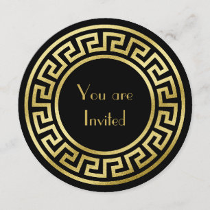 Invitation Élégant Monogramme Paillettes Or Art Déco Noir