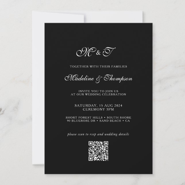 Invitation Élégant Monogramme Script Photo Mariage traditionn (Devant)