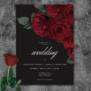 Invitation Élégant Moody Blood Red Roses Floral Mariage