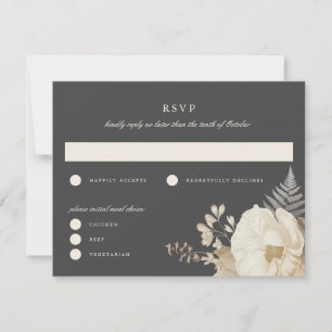 Invitation Elégant Moody Boho Floral Wedding RSVP Reply Card