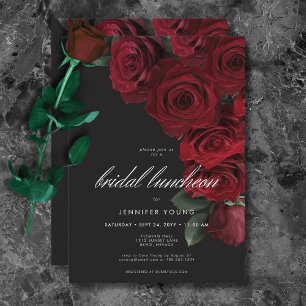 Invitation Élégant Moody Roses de sang Floral Bridal Luncheon