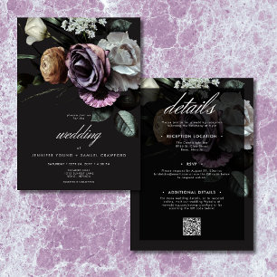 Invitation Élégant Moody Twilight Muted Floral Deux côtés