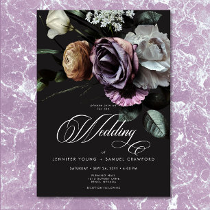 Invitation Élégant Moody Twilight Muted Floral Mariage