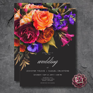 Invitation Élégant Moody Vibrant Harvest Floral Mariage