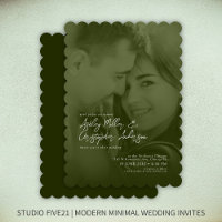 Elegant Moss Green Duotone Photo Mariage