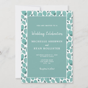 Invitation Élégant motif botanique de feuille de turquoise Ma