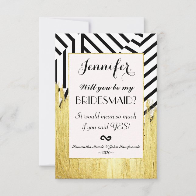 Invitation Élégant Motif de peinture or Faux Strokes & Stripe (Devant)