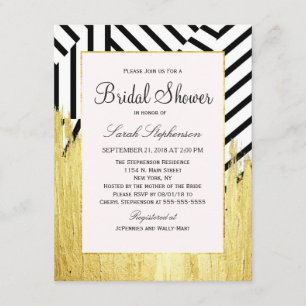 Invitation Élégant Motif de peinture or Faux Strokes & Stripe