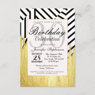 Invitation Élégant Motif de peinture or Faux Strokes & Stripe
