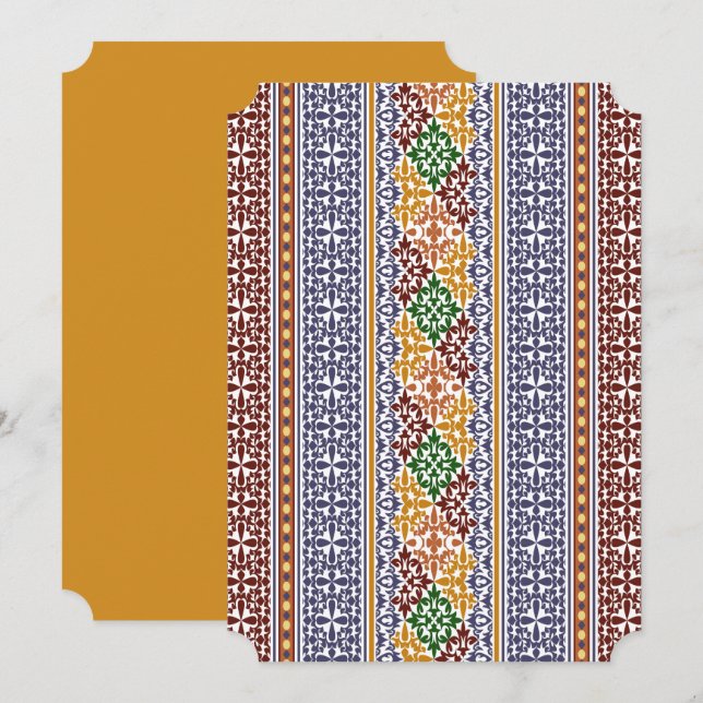 Invitation élégant motif ethnique (Devant / Derrière)