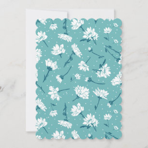 Invitation Élégant motif floral - Botanique Turquoise et blan